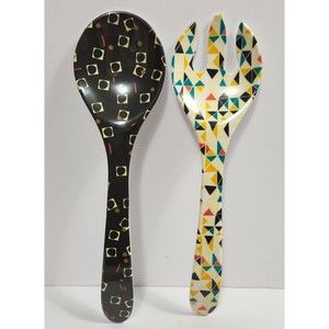 Oh Joy Geometric & Square Flecks 2 Pc Salad/Food Serving Untensil Set 13"